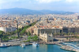 Aerial view of central Barcelona